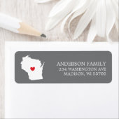 WISCONSIN-Staat | Terugkeeradreslabel verplaatsen Etiket (Insitu)