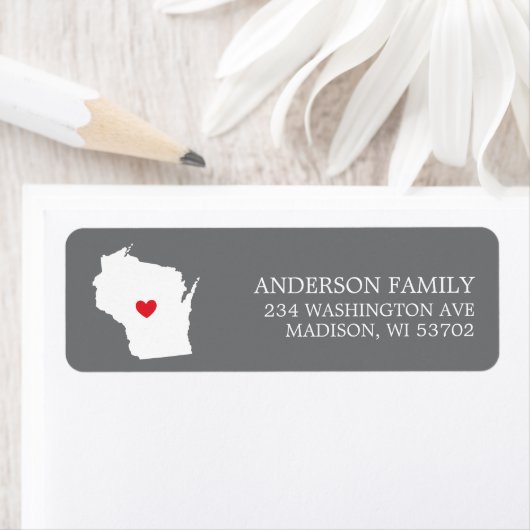WISCONSIN-Staat | Terugkeeradreslabel verplaatsen Etiket (Insitu)