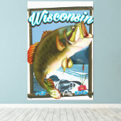 Wisconsin staat visposter canvas afdruk (Insitu (Houten vloer))