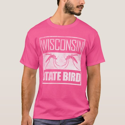 Wisconsin staat vogelmug retro t-shirt (Voorkant)