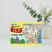 Wisconsin Staatskaart  Briefkaart (Staand voorkant)