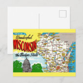 Wisconsin Staatskaart  Briefkaart (Voorkant / Achterkant)