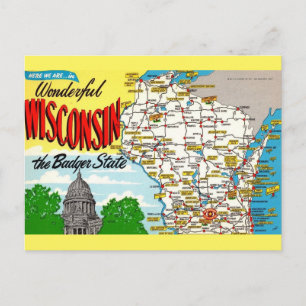 Wisconsin Staatskaart  Briefkaart