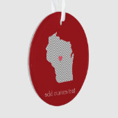 Wisconsin Staatskaart met aangepaste rode hart en Ornament (voorkant)