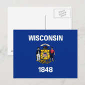Wisconsin Staatsvlag Briefkaart (Voorkant / Achterkant)