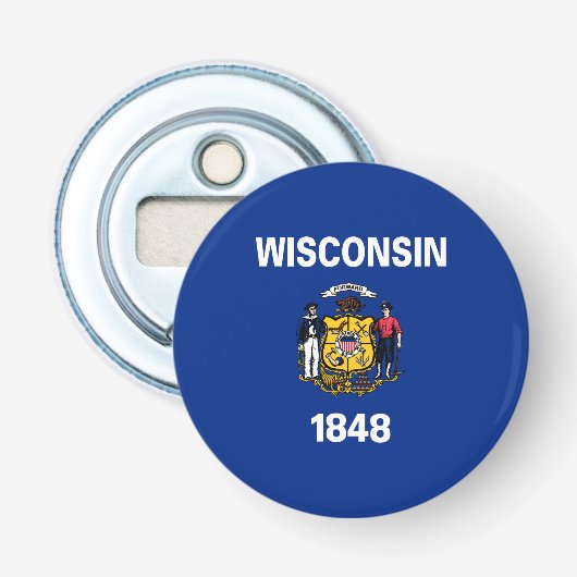 Wisconsin Staatsvlag Button Flesopener (Voorkant)