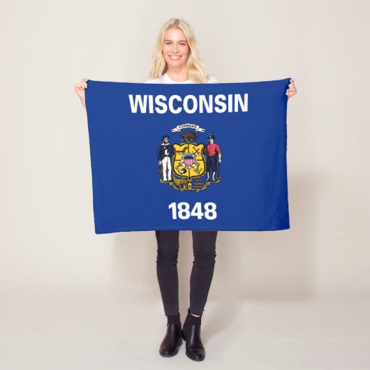 Wisconsin Staatsvlag Fleece Deken (In situ)