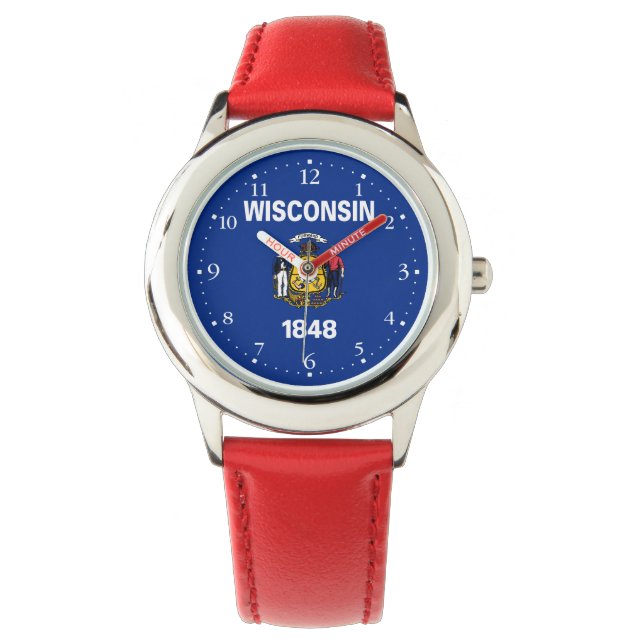 Wisconsin Staatsvlag Horloge (Voorkant)