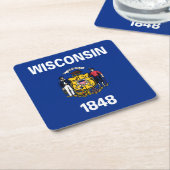 Wisconsin Staatsvlag Kartonnen Onderzetters (Schuin)