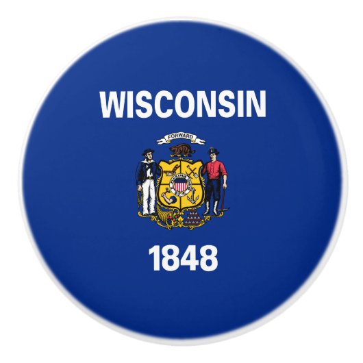 Wisconsin Staatsvlag Keramische Knop (Voorkant)