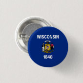 Wisconsin Staatsvlag Ronde Button 3,2 Cm (Voorkant /achterkant)