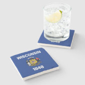 Wisconsin Staatsvlag Stenen Onderzetter (Zijkant)