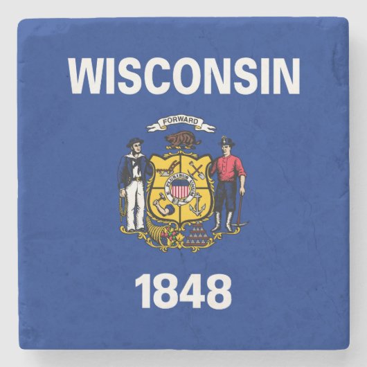 Wisconsin Staatsvlag Stenen Onderzetter (Voorkant)