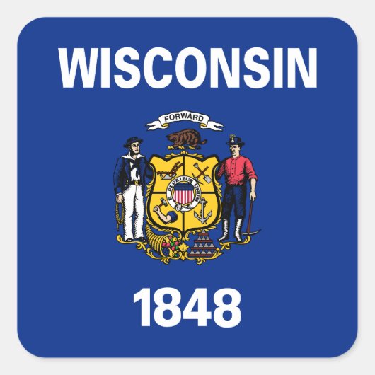 Wisconsin Staatsvlag Vierkante Sticker (Voorkant)