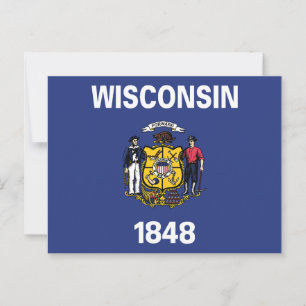 Wisconsin Staatsvlag Zeiler Mijnwerker Ploeg Anker Briefkaart