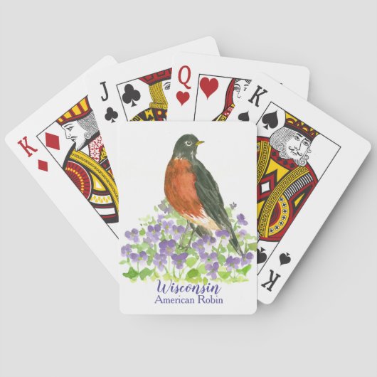 Wisconsin Staatsvogel Amerikaanse Roodborst Pokerkaarten (Achterkant)