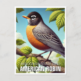 Wisconsin State Bird American Robin Briefkaart