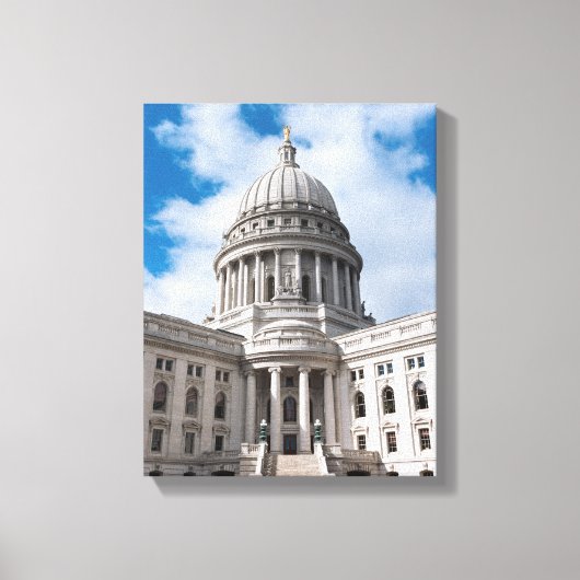 Wisconsin State Capitol Building and Entrance Canvas Afdruk (Voorkant)