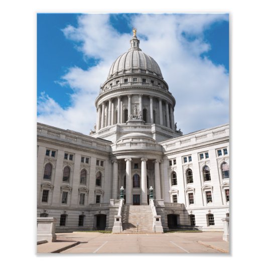 Wisconsin State Capitol-gebouw en ingang Foto Afdruk (Voorkant)