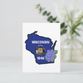 Wisconsin State Flag & Flower Common Blue Violet Briefkaart (Staand voorkant)