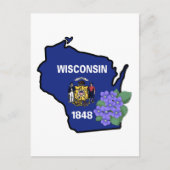 Wisconsin State Flag & Flower Common Blue Violet Briefkaart (Voorkant)