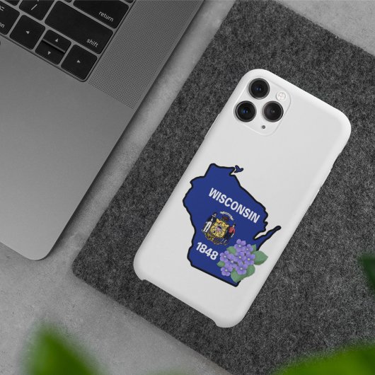 Wisconsin State Flag & Flower Common Blue Violet Case-Mate iPhone Case