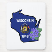 Wisconsin State Flag & Flower Common Blue Violet Muismat (Voorkant)