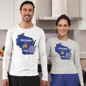 Wisconsin State Flag & Flower Common Blue Violet T-shirt