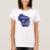 Wisconsin State Flag & Flower Common Blue Violet T-shirt (Voorkant)