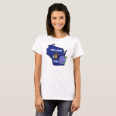 Wisconsin State Flag & Flower Common Blue Violet T-shirt (Voorkant volledig)