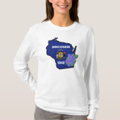 Wisconsin State Flag & Flower Common Blue Violet T-shirt (Voorkant)