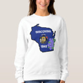 Wisconsin State Flag & Flower Common Blue Violet Trui (Voorkant)