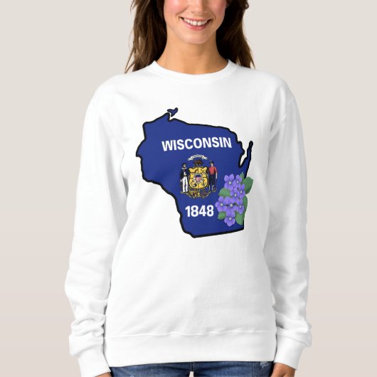Wisconsin State Flag & Flower Common Blue Violet Trui (Voorkant)