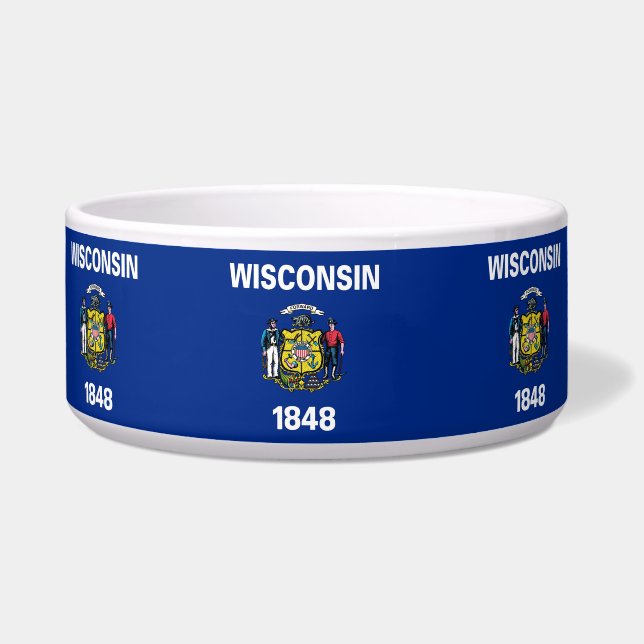 Wisconsin State Flag Pet Bowl Voerbakje (Voorkant)