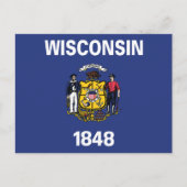 Wisconsin State Flag Sailor Miner Plow Anchor 1848 Briefkaart (Voorkant)
