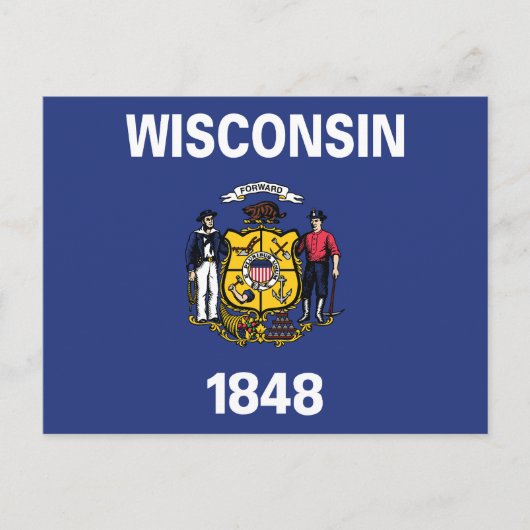Wisconsin State Flag Sailor Miner Plow Anchor 1848 Briefkaart (Voorkant)
