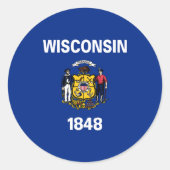 Wisconsin State Flag USA Ronde Sticker (Voorkant)