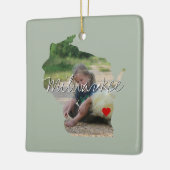 Wisconsin State Foto invoegen en naam stad Keramisch Ornament (Links)
