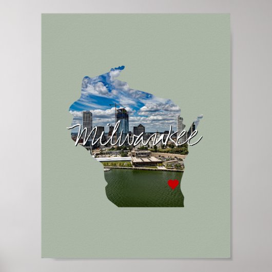 Wisconsin State Foto invoegen en naam stad Poster (Voorkant)