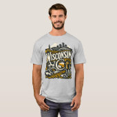 Wisconsin State Heritage Dairy Badger Art T-shirt (Voorkant volledig)