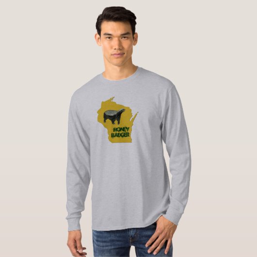 Wisconsin State Honey Badger Funny T-shirt (Voorkant volledig)