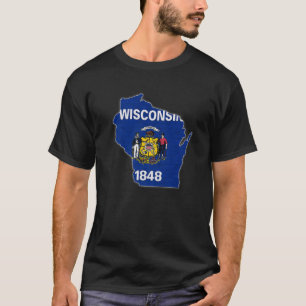 WISCONSIN STATE MAP WISCONSIN WI Flag Roots Mannen T-shirt