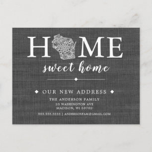 WISCONSIN State Moving Announcement Post Card Aankondigingskaart
