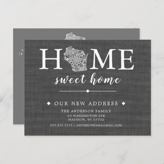 WISCONSIN State Moving Announcement Post Kaart (Voorkant / Achterkant)