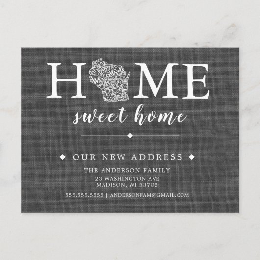 WISCONSIN State Moving Announcement Post Kaart (Voorkant)