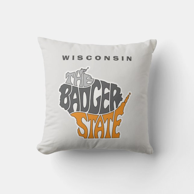 Wisconsin State Nickname Word Art Kussen (Voorkant)