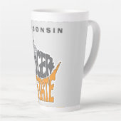 Wisconsin State Nickname Word Art Latte Mok (Rechterhoek)