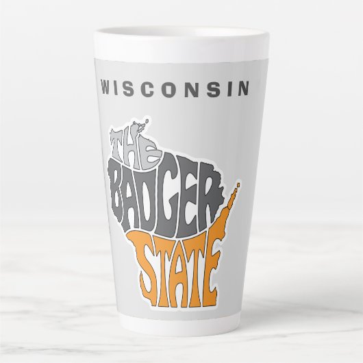 Wisconsin State Nickname Word Art Latte Mok (Voorkant)