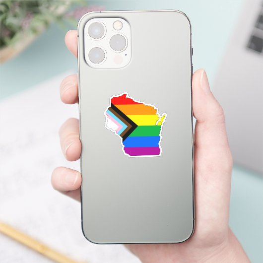 Wisconsin State Pride LGBTQ Progress Pride Sticker (Telefoon)