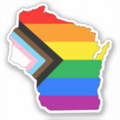 Wisconsin State Pride LGBTQ Progress Pride Sticker (Voorkant)